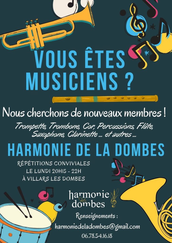 Recrutement de nouveaux musiciens – Harmonie de la Dombes