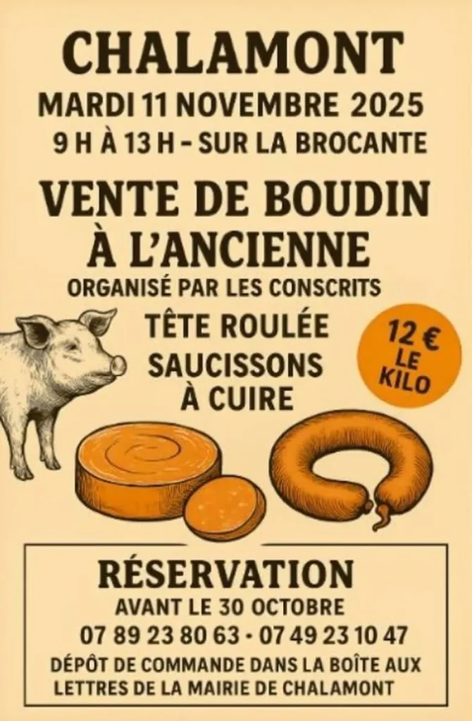 Vente de boudin à l’ancienne – Chalamont