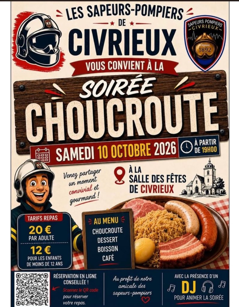Soirée choucroute des sapeurs-pompiers de Civrieux