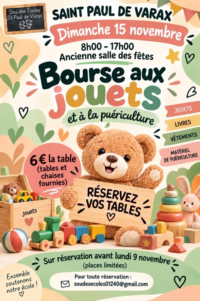 Bourse aux jouets et à la puériculture – Saint-Paul-de-Varax