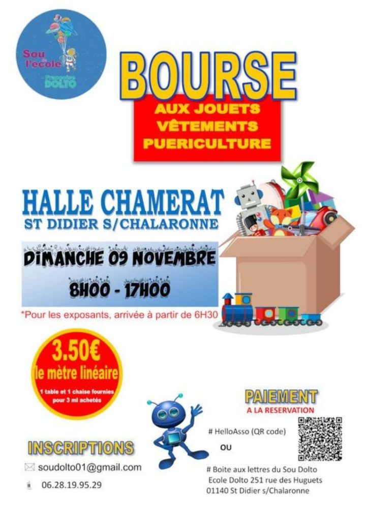 🧸👕 Bourse aux jouets, vêtements et articles de puériculture à Saint-Didier-sur-Chalaronne !